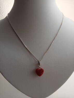 Disney Snow White Sparkling Ruby Red Heart Sterling Silver Necklace by Rocklove
